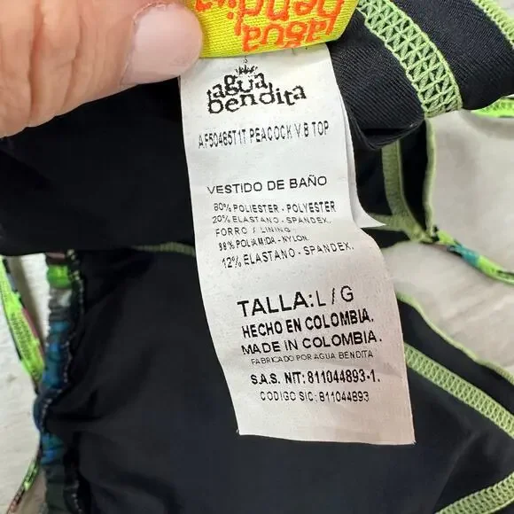 Agua Bendita Bendito Peacock Bikini Top in Multi Size Large - Picture 5 of 6